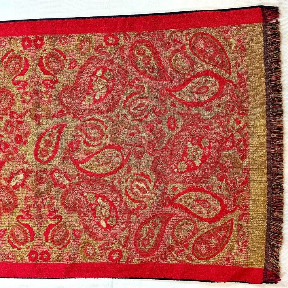VTG Cannon Royal Family Sculpted Bath Towel Red & Gold Paisley  Regency VHTF EUC